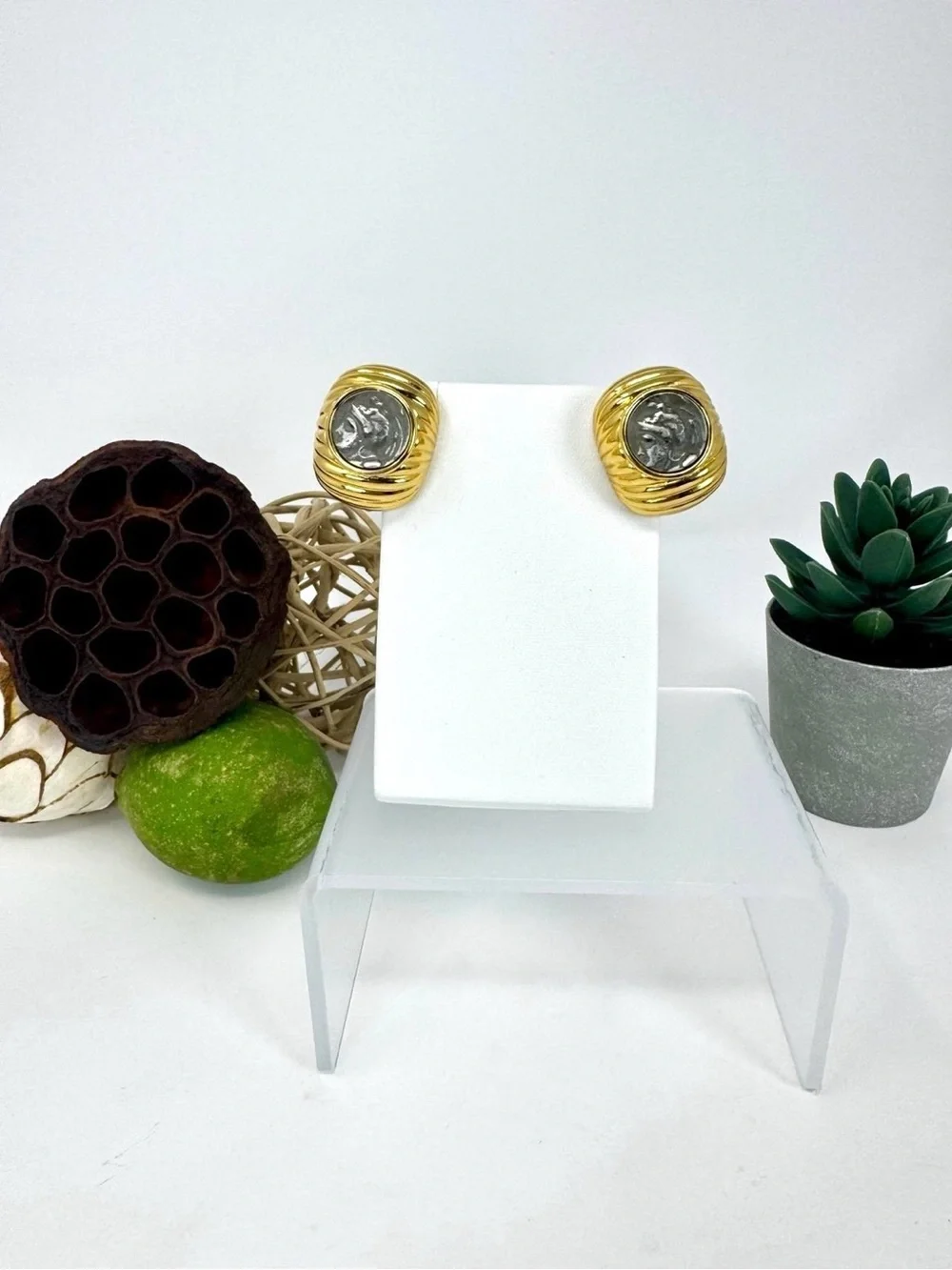 Vintage Joan Rivers Faux Ancient Coin Earrings